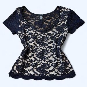 Goth Black Lace Floral Top by Rue 21!